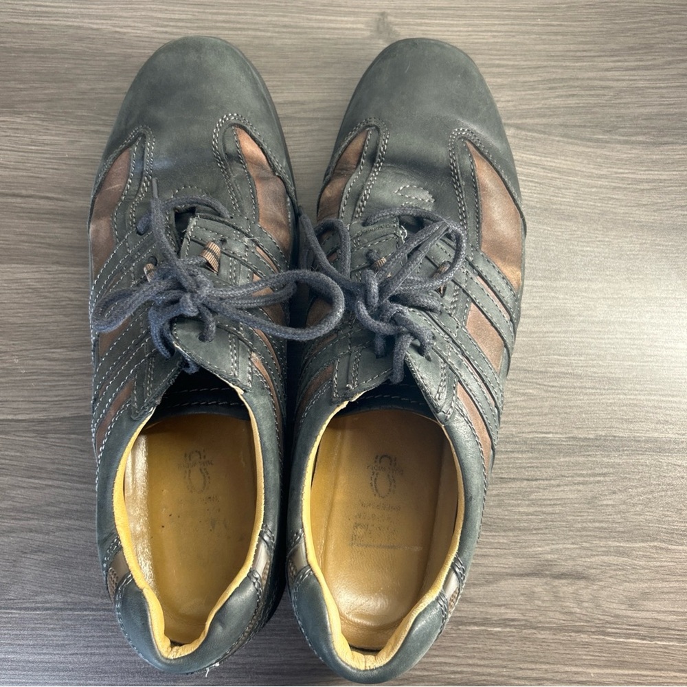 Johnston & Murphy Leather Lace Up Casual Shoes Black Brown 11.5 M Mens READ